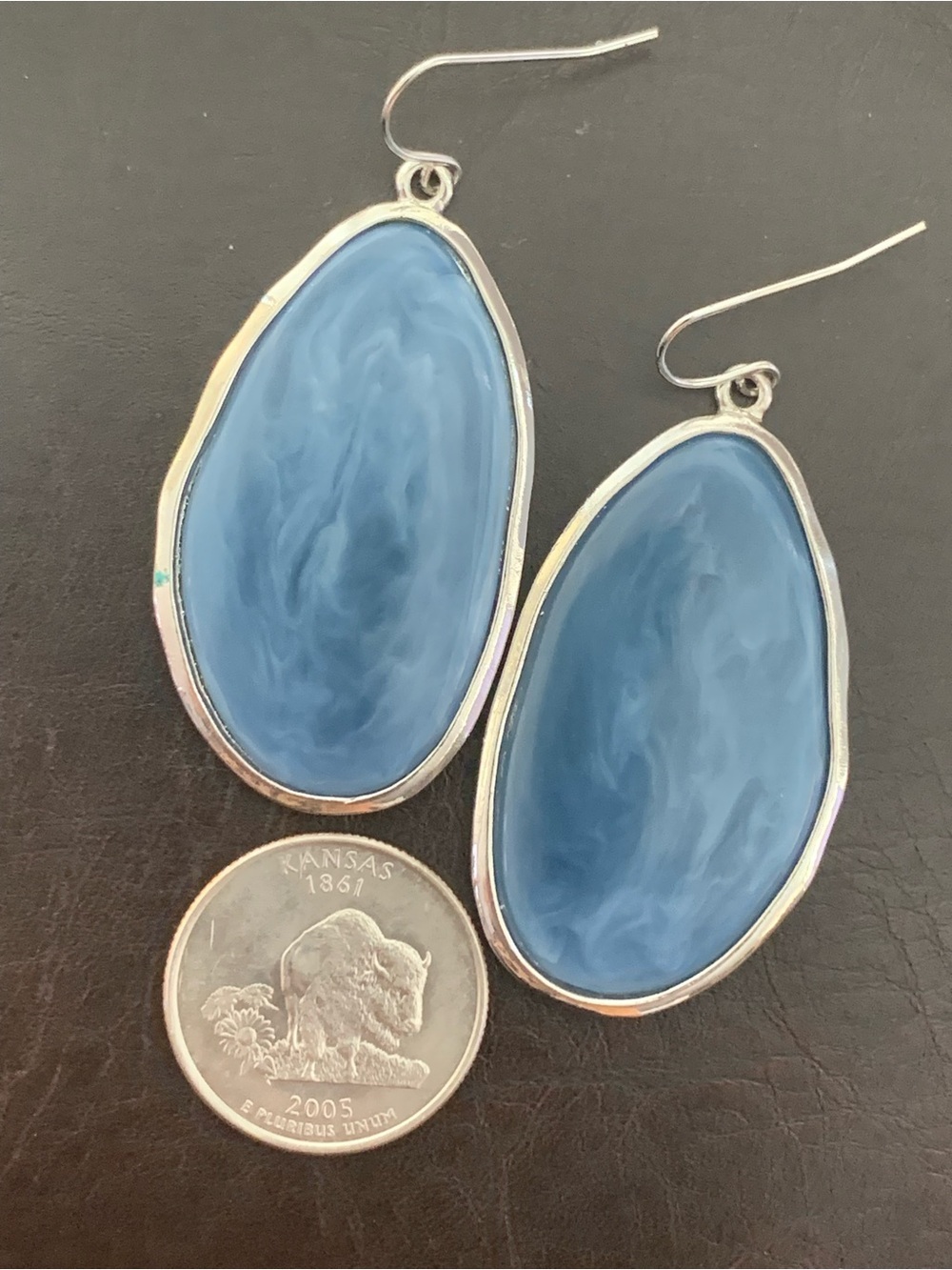 Blue Stone Agate Earrings - Picture 4 of 5